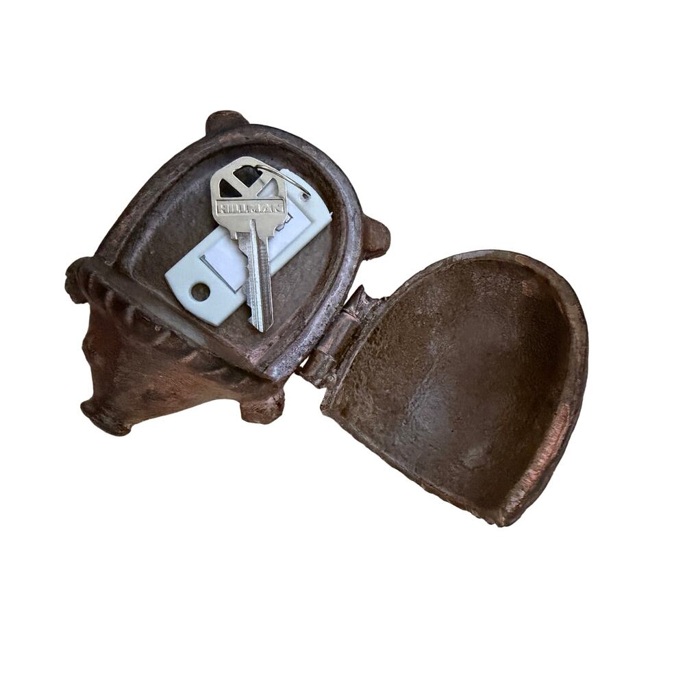 New Hedgehog iron hider garden decor trinket gray new with tag